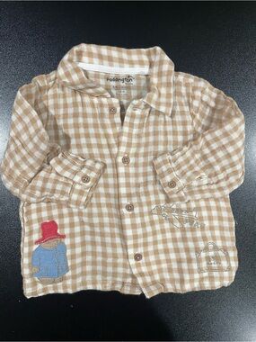 Marks & Spencer Paddington Gingham Button Up with Embroidery 3-6 mo 🐻🍊